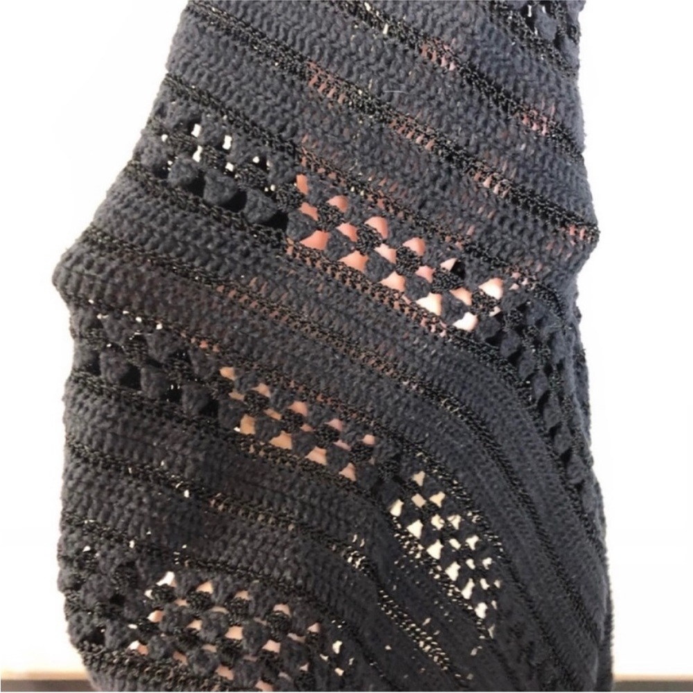 Karen Millen Black Crochet Knit Short Sleeve Dress - image 7